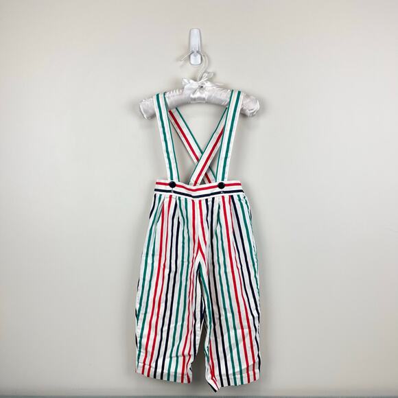 Vintage 90s Striped Suspender Pants Overalls 2T - Picture 1 of 8